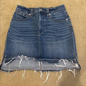 Madewell Denim Frayed Hem Skirt